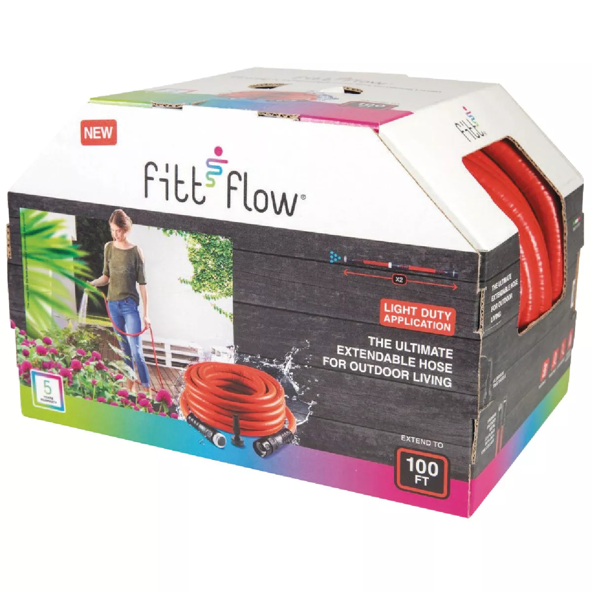 Fitt Flow 1/2 In. x 100 Ft. Red Expandable Hose & Twist Nozzle - photo 2