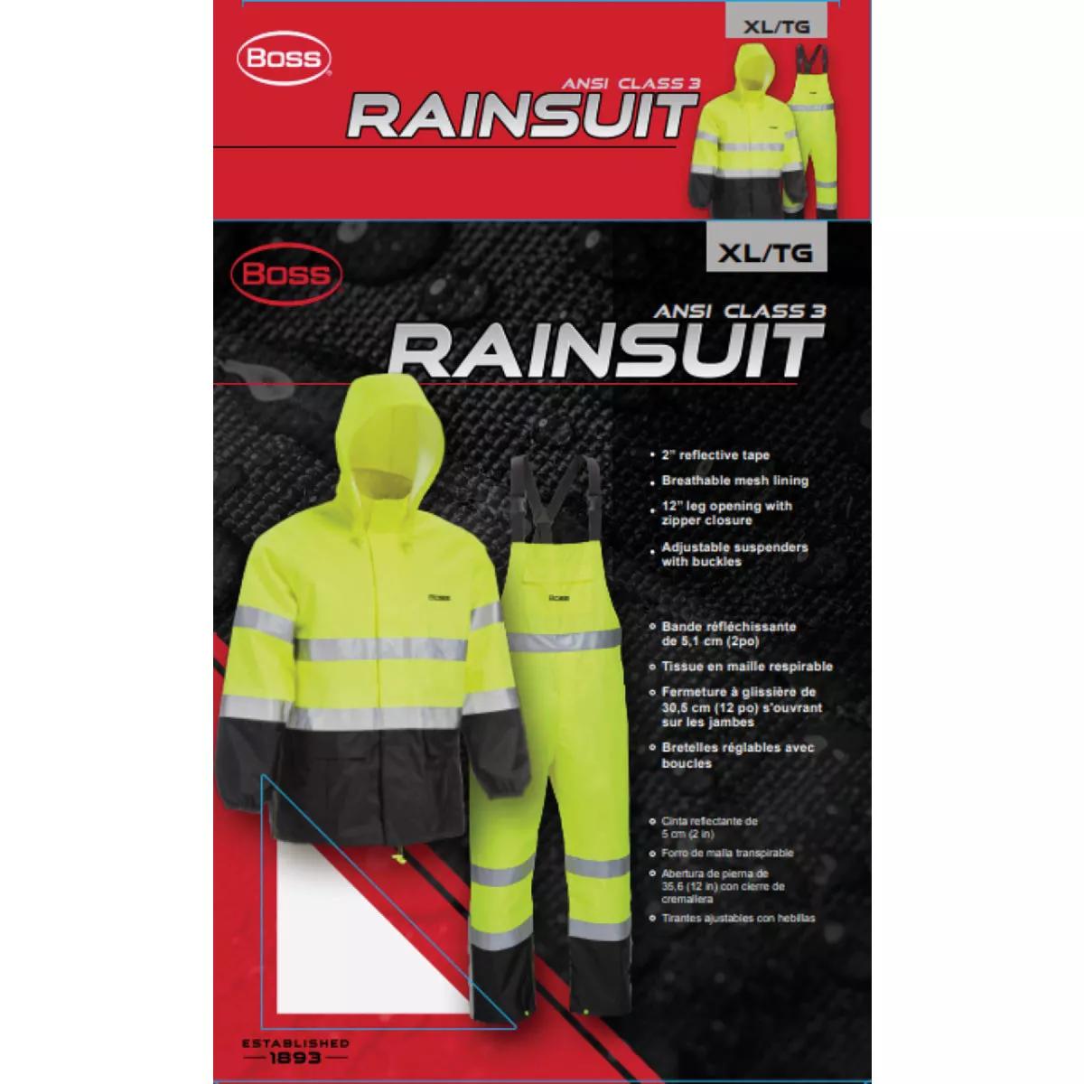 Boss XL 2-Piece ANSI Class 3 Hi-Visibility Rain Suit - photo 2