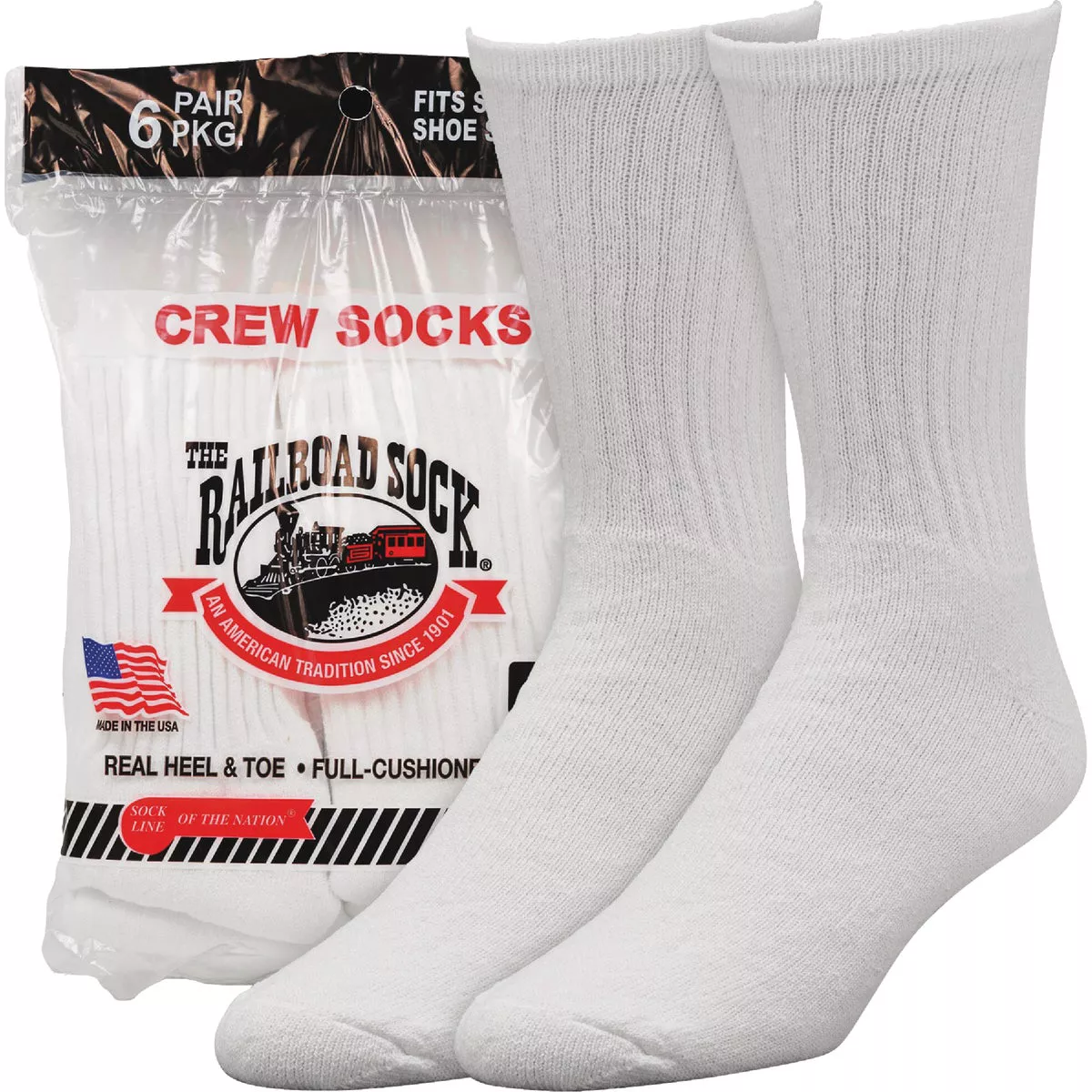 Railroad Sock White Crew Sock (6-Pack) - photo 2
