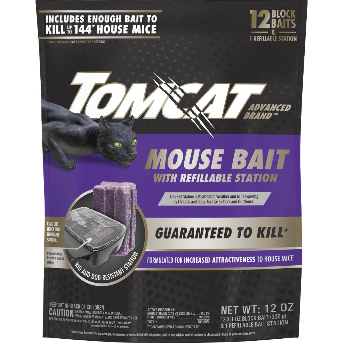 Tomcat Advanced Formula Refillable Mouse Bait Station 12 Blocks Baits