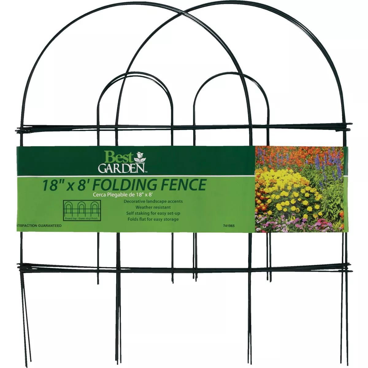 Best Garden 8 Ft. Powder-Coated Green Wire Folding Fence - photo 2