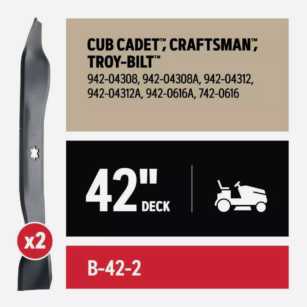 Oregon 42 In. Deck Riding Lawnmower Mulching Blade - Fits Cub-Cadet, Troy-Bilt, and Craftsman Riding Mowers (2-Count) - photo 4