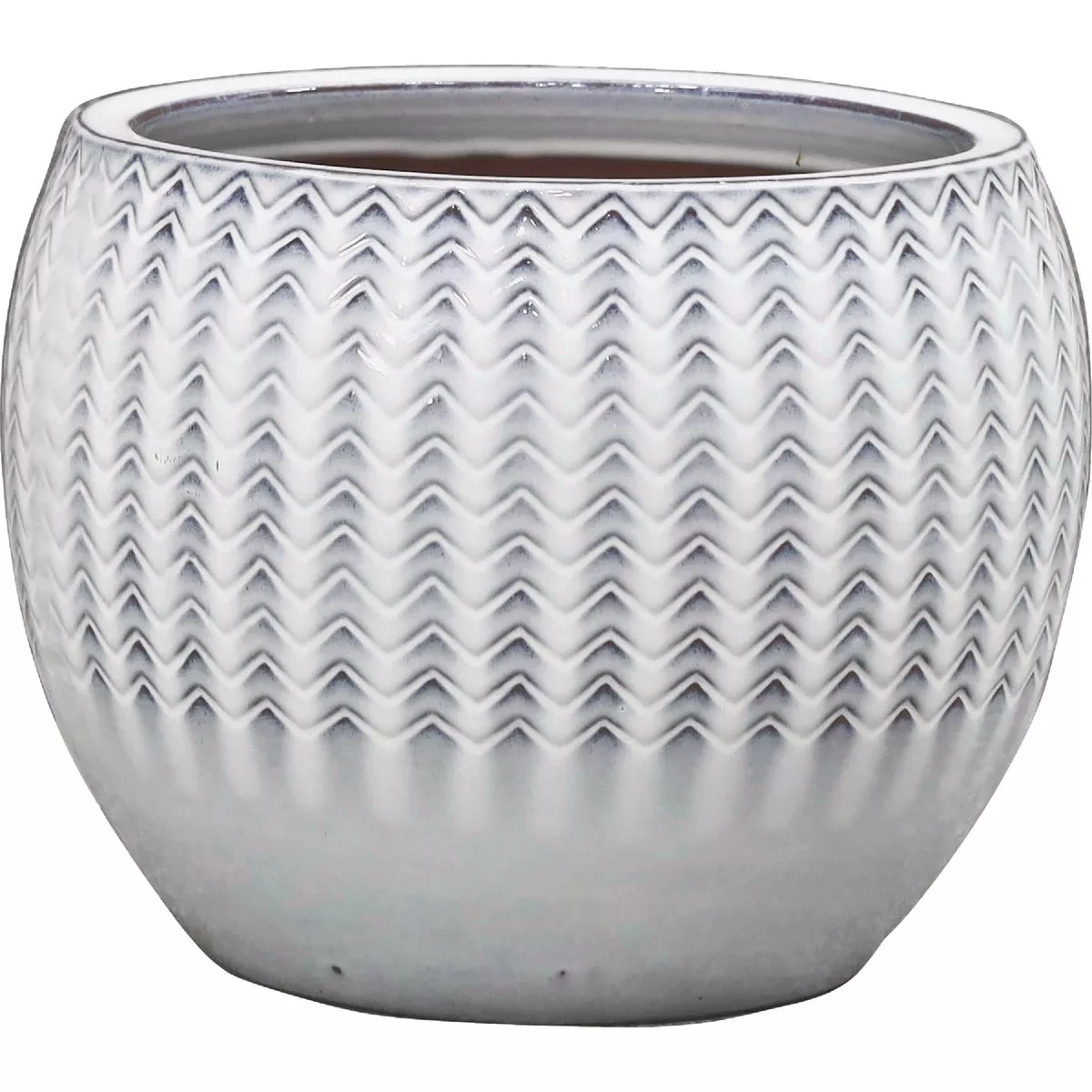Deroma Wester 11.4 In. Dia. White Ceramic High Gloss Planter