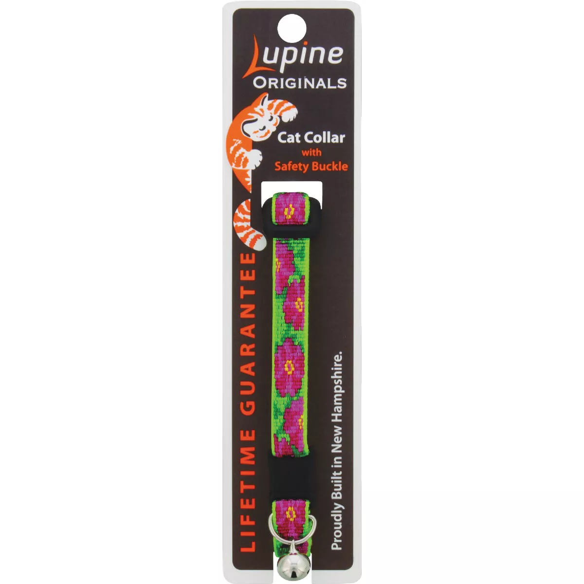 Lupine 1/2 In. Woven Pattern Petunias Breakaway Cat Collar with Bell