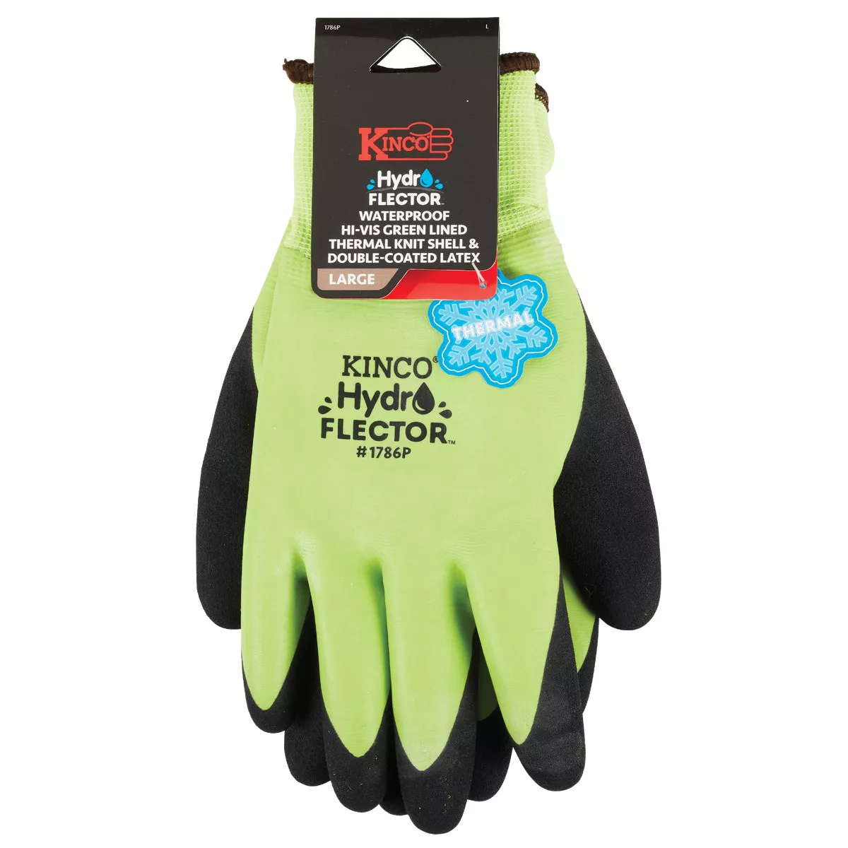 Kinco HydroFlector Men's Large Hi-Vis Green Waterproof Latex Coated Winter Work Glove - photo 2