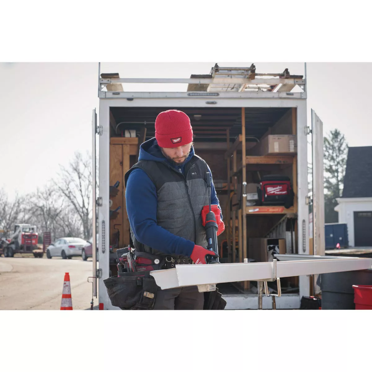 Milwaukee Red Cuffed Beanie Rib-Knit Acrylic Sock Cap - photo 3
