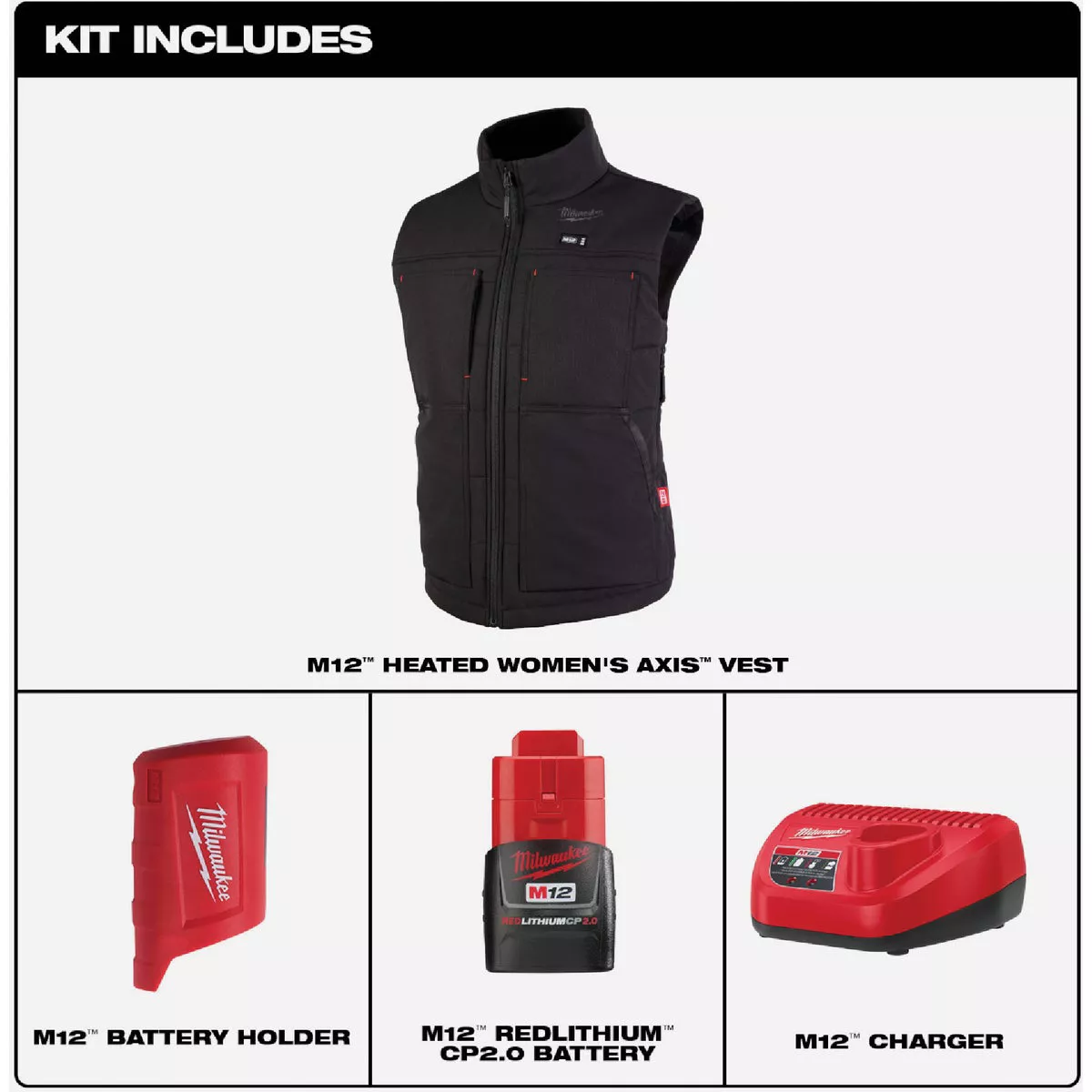 Milwaukee M12 AXIS Women's Black Cordless Vest Kit, L - photo 4