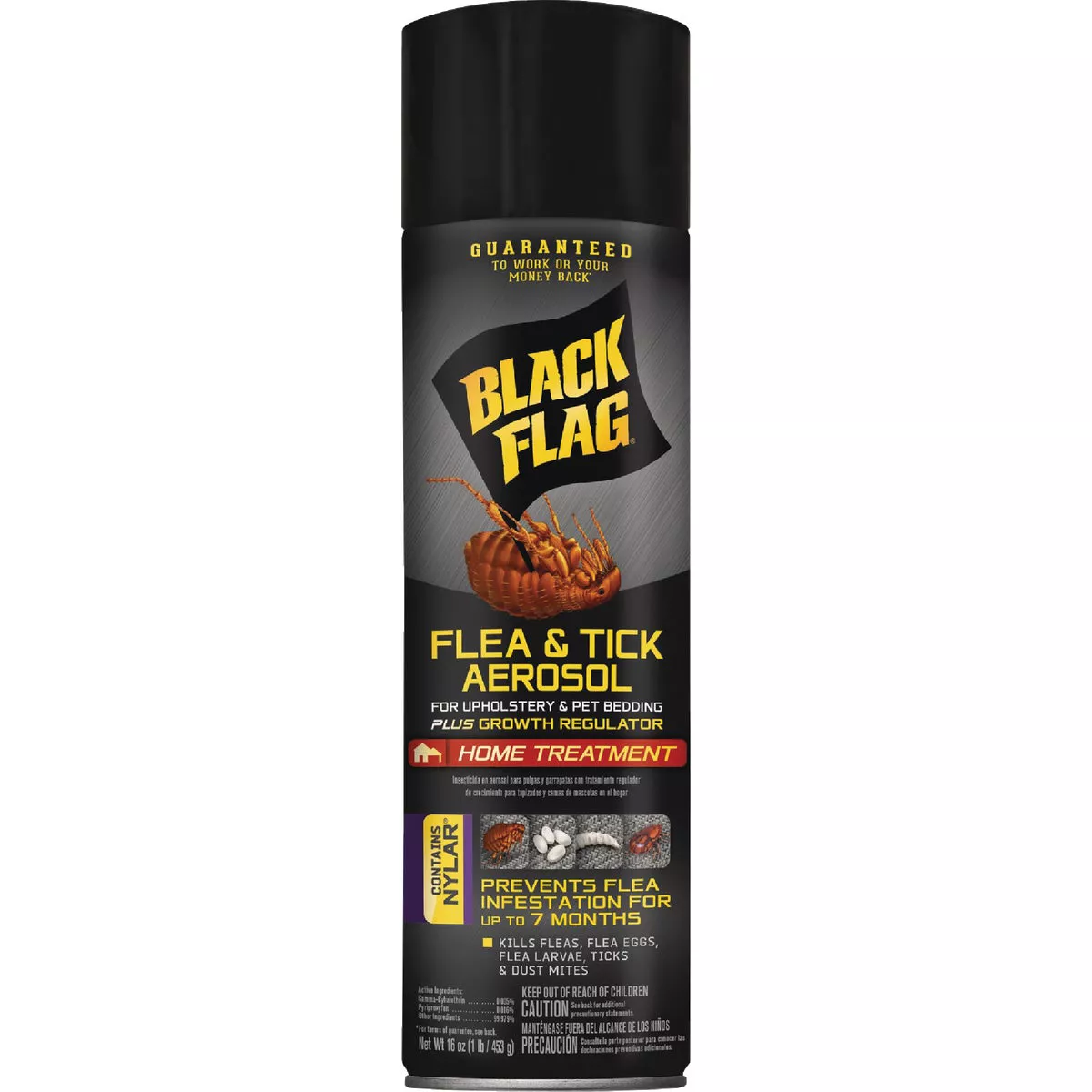 Black Flag 16 Oz. Aerosol Spray Flea & Tick Upholstery & Pet Bedding Home Treatment Plus Growth Regulator