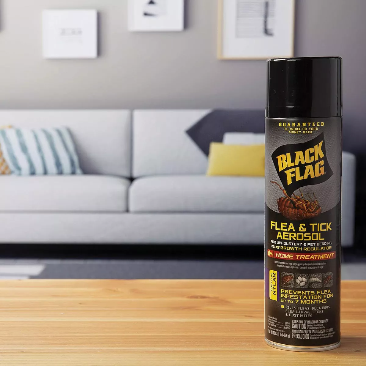 Black Flag 16 Oz. Aerosol Spray Flea & Tick Upholstery & Pet Bedding Home Treatment Plus Growth Regulator - photo 4