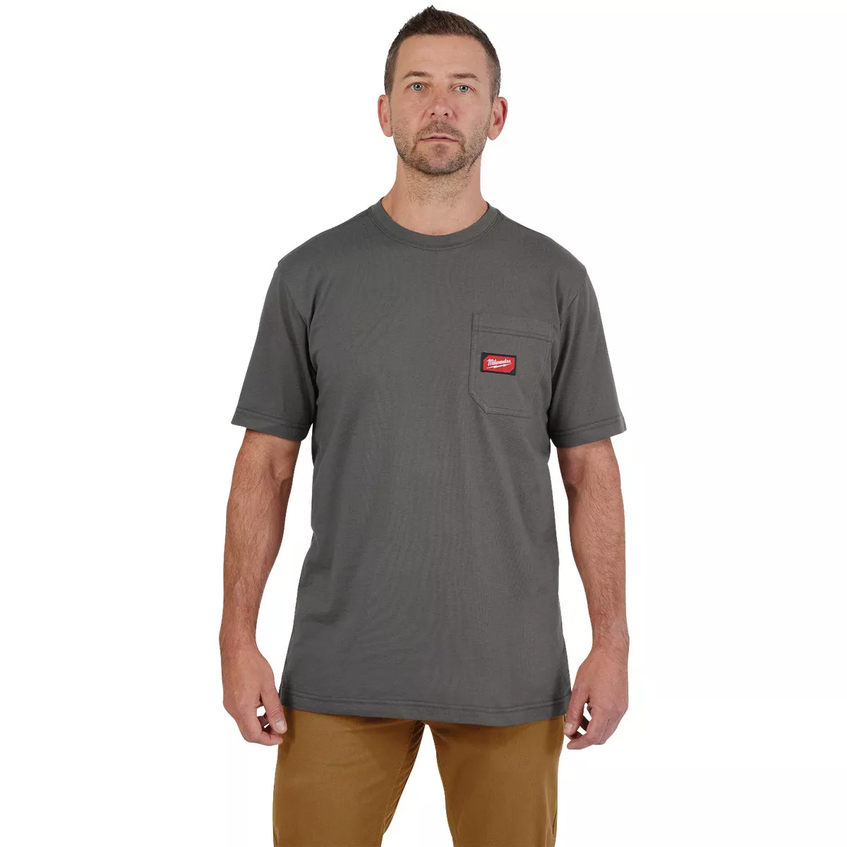 Milwaukee GridIron Medium Gray Short Sleeve Heavy-Duty Pocket T-Shirt - photo 2