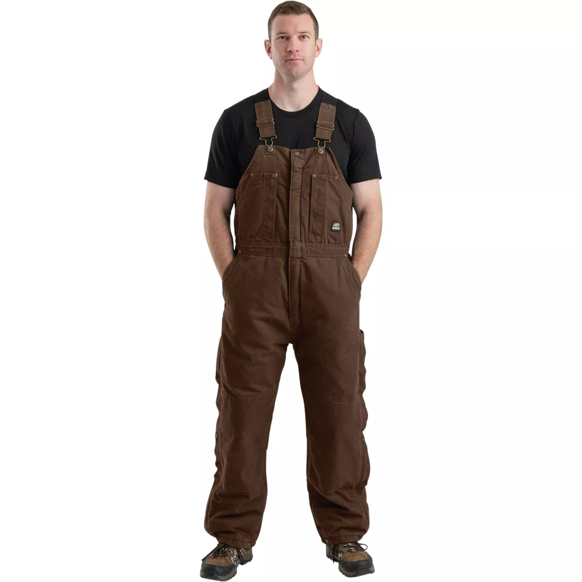 Berne Men's Medium Bark Heartland Insulated Washed Duck Bib Overalls
