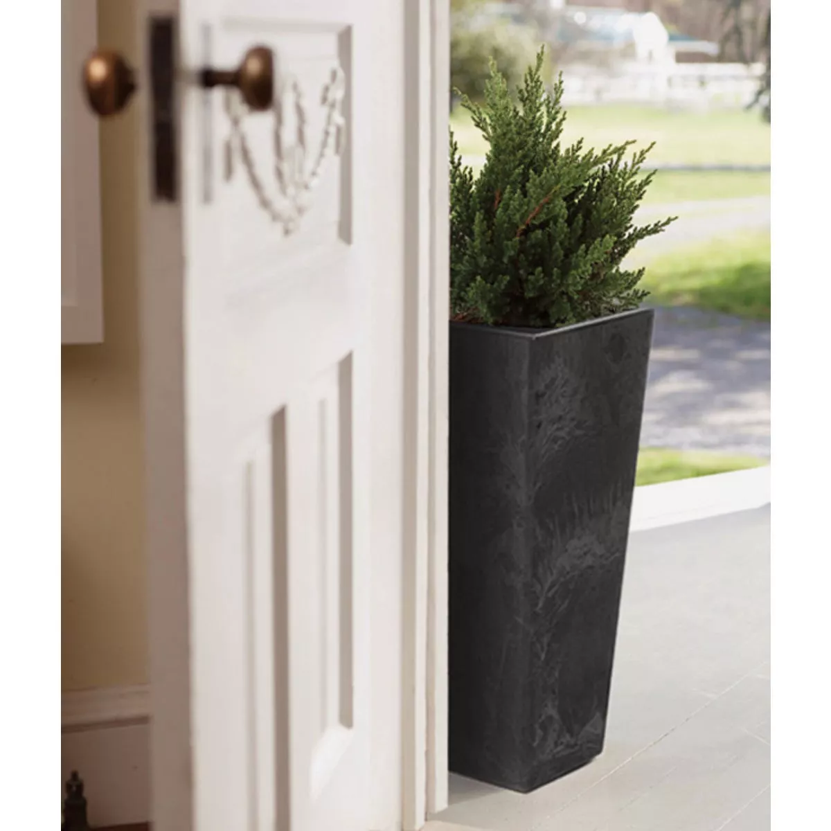 Novelty ArtStone Ella 13.75 In. W. x 27.75 In. H. x 13.75 In. L. Black Resin Planter - photo 3