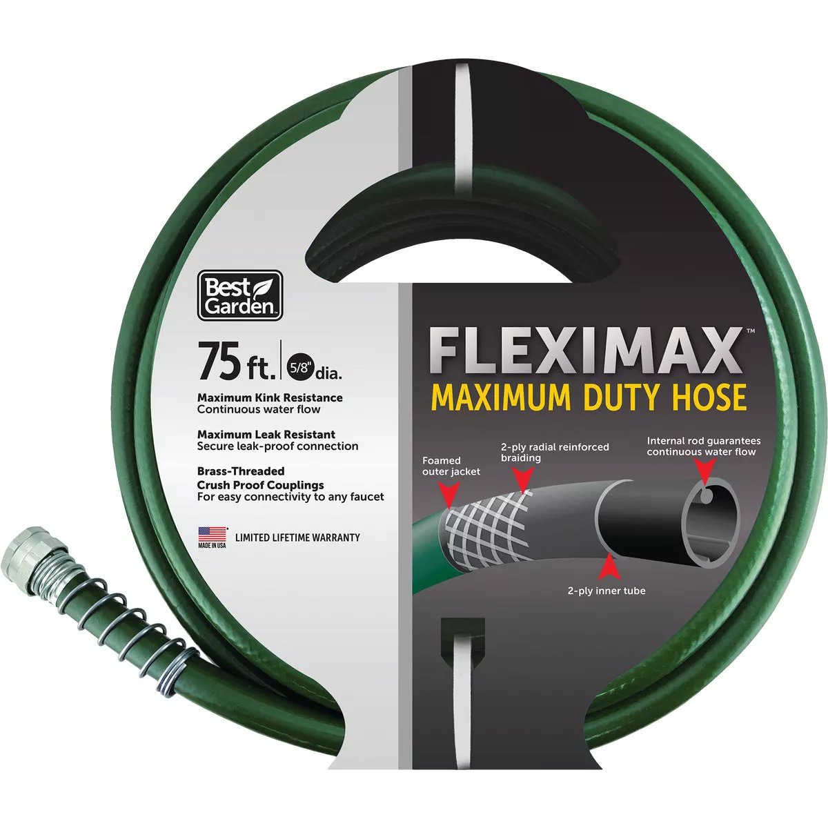 Best Garden 5/8 In. x 75 Ft. FlexiMAX Heavy Duty Hose