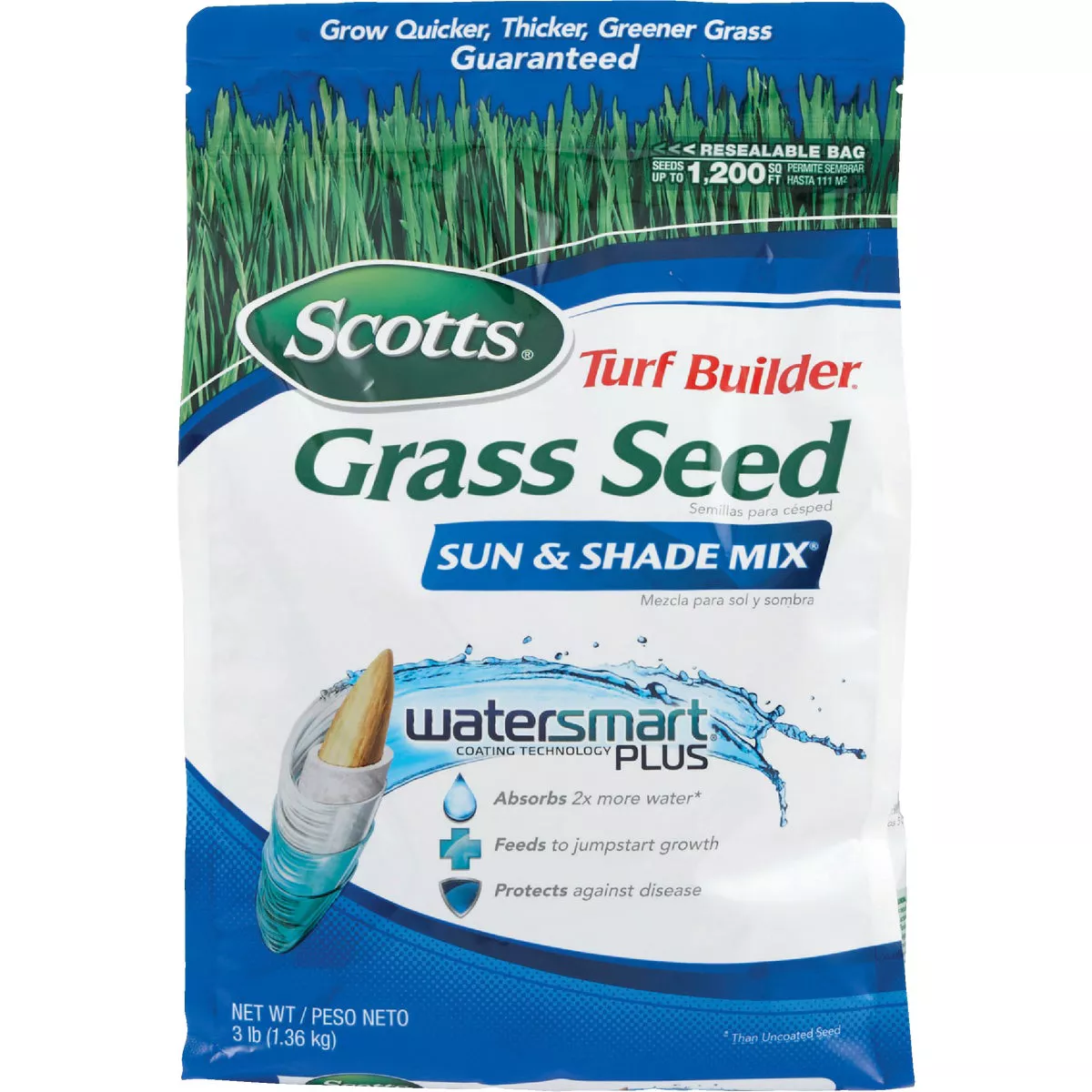Scotts Turf Builder WaterSmart Plus 3 Lb. 1200 Sq. Ft. Sun & Shade Mix Grass Seed - photo 2