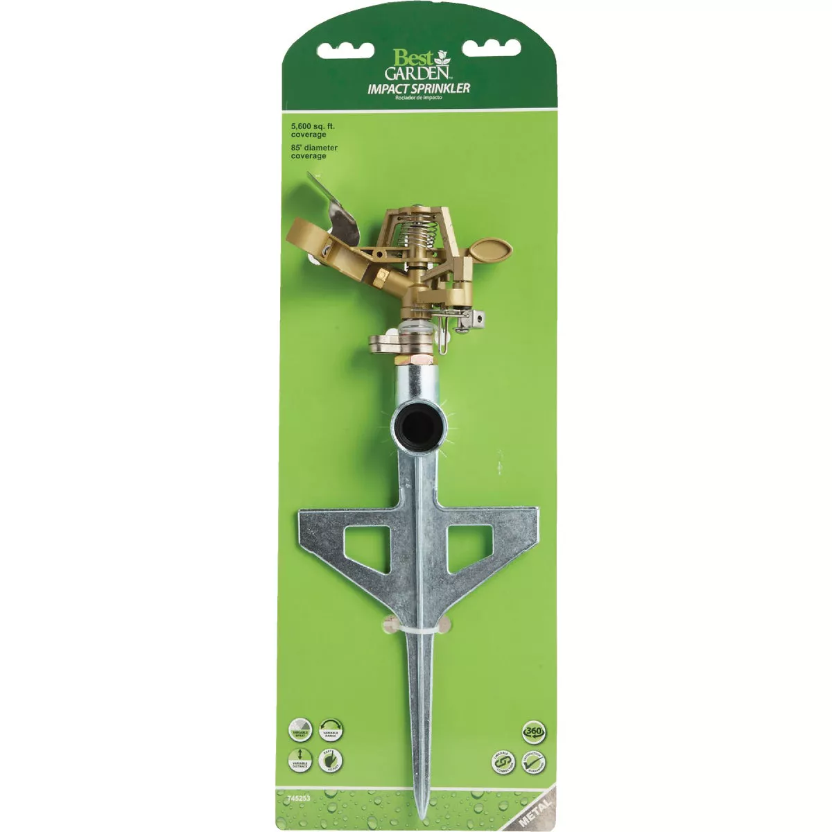 Best Garden Metal 5600 Sq. Ft. T-Spike Impulse Sprinkler - photo 2