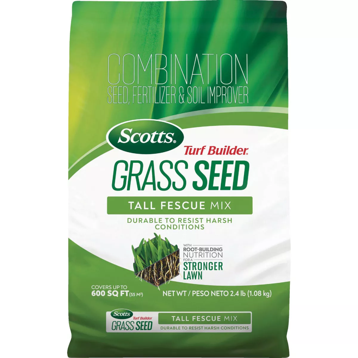 Scotts Turf Builder 2.4 Lb. 200 Sq. Ft. Tall Fescue Mix Grass Seed, Fertilizer, and Soil Improver Combination