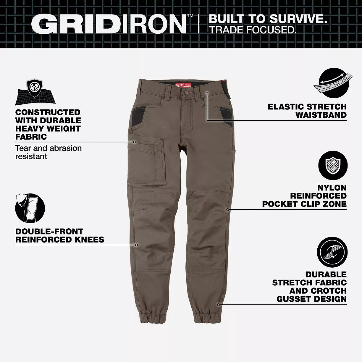 Milwaukee GRIDIRON Women's 4 Brown Double Knee Jogger Pants - photo 2