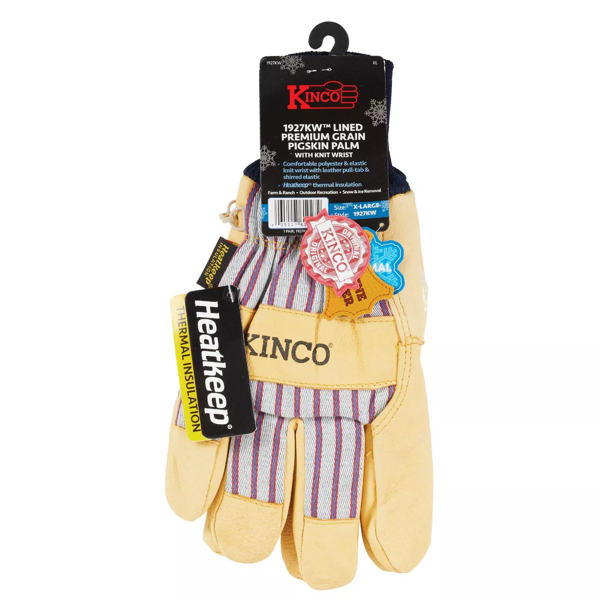 Kinco Otto Striped Men's XL Pigskin Leather Palm Thermal Insulated Work Glove - photo 2