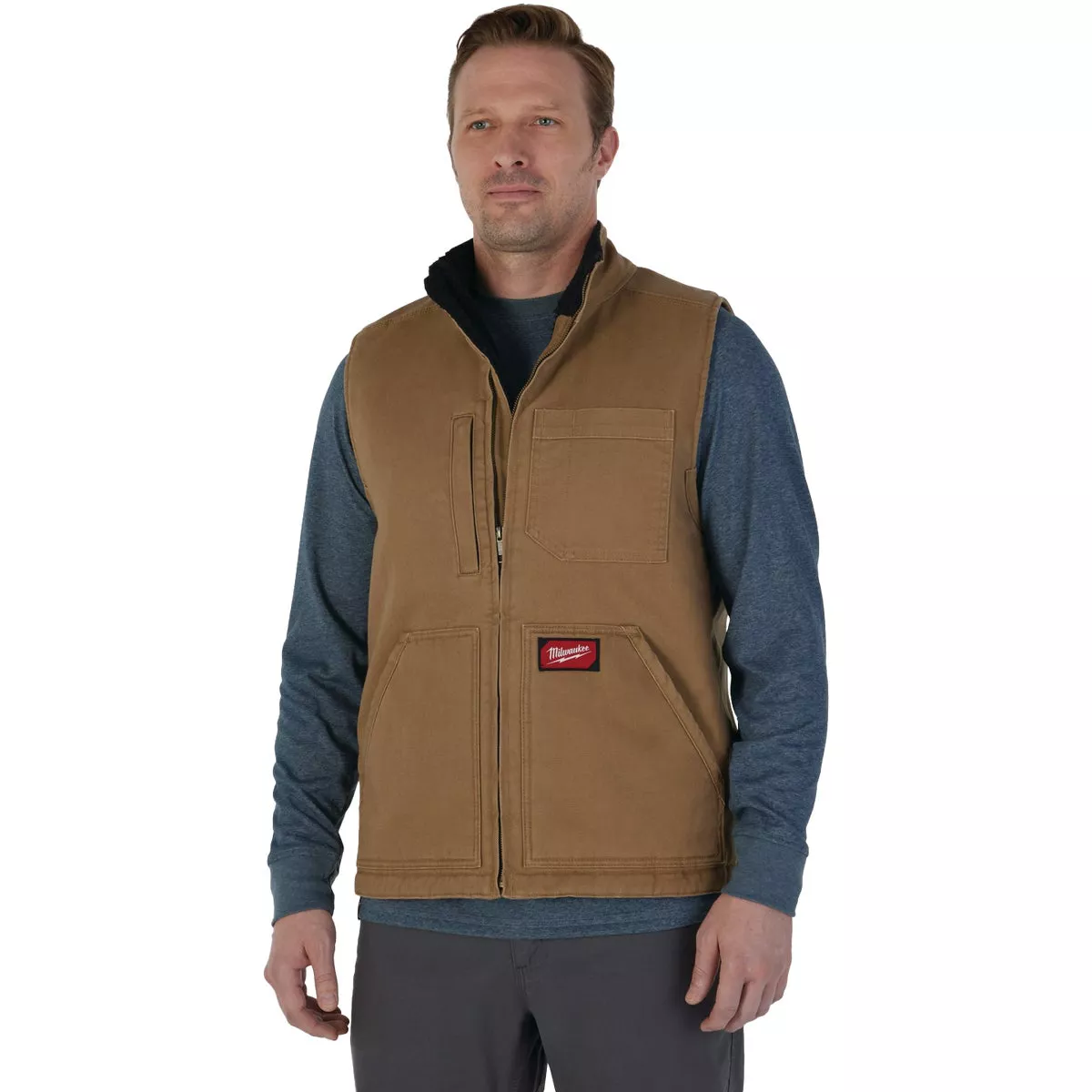 Milwaukee GRIDIRON Men's Large Brown Sherpa-Lined Vest