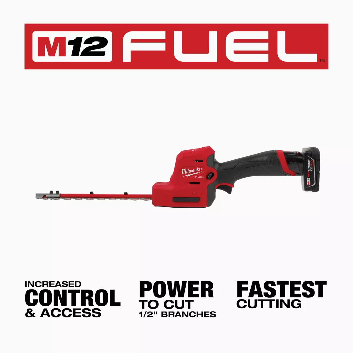 Milwaukee M12 FUEL 8 In. Cordless Hedge Trimmer Kit with 4.0 Ah Battery & Charger - photo 2