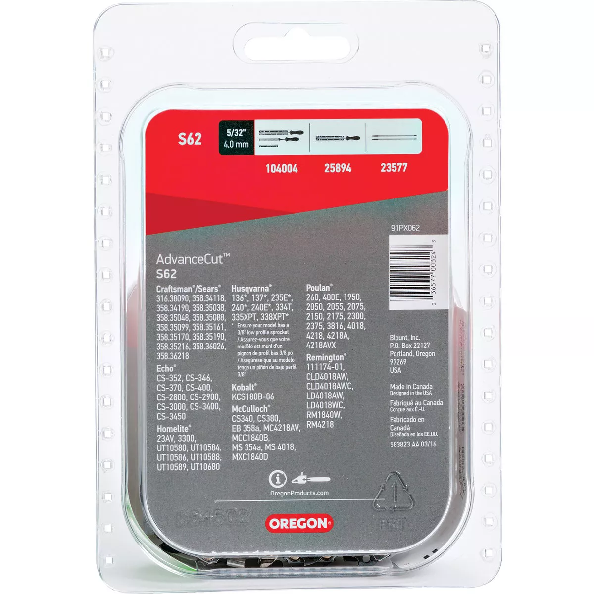 Oregon S62 AdvanceCut Chainsaw Chain for 18 In. Bar - 62 Drive Links Fits Husqvarna, Echo, Poulan, Craftsman, Echo, Senix & More - photo 7