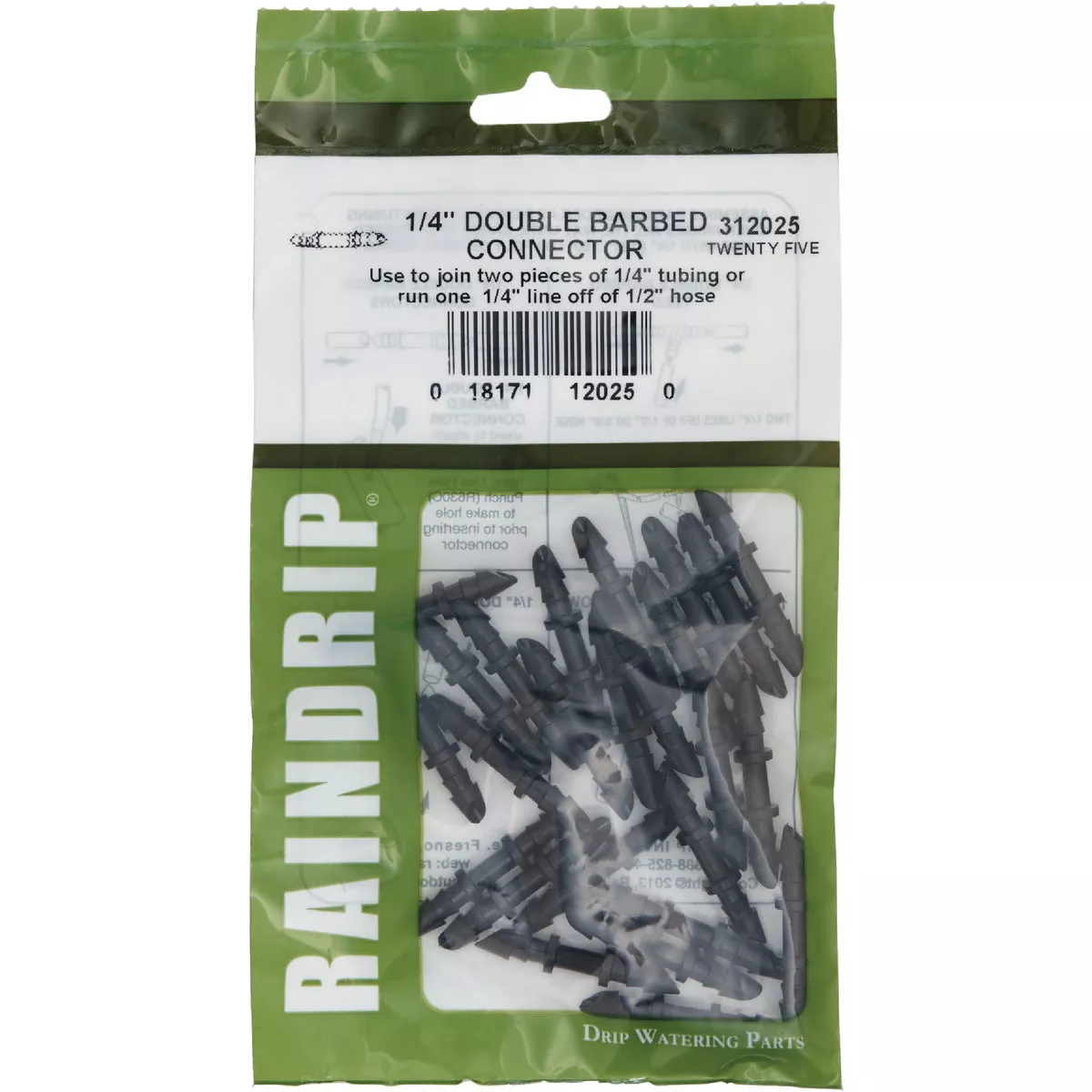 Raindrip 1/4 In. Tubing Barbed Connector Coupling (25-Pack)