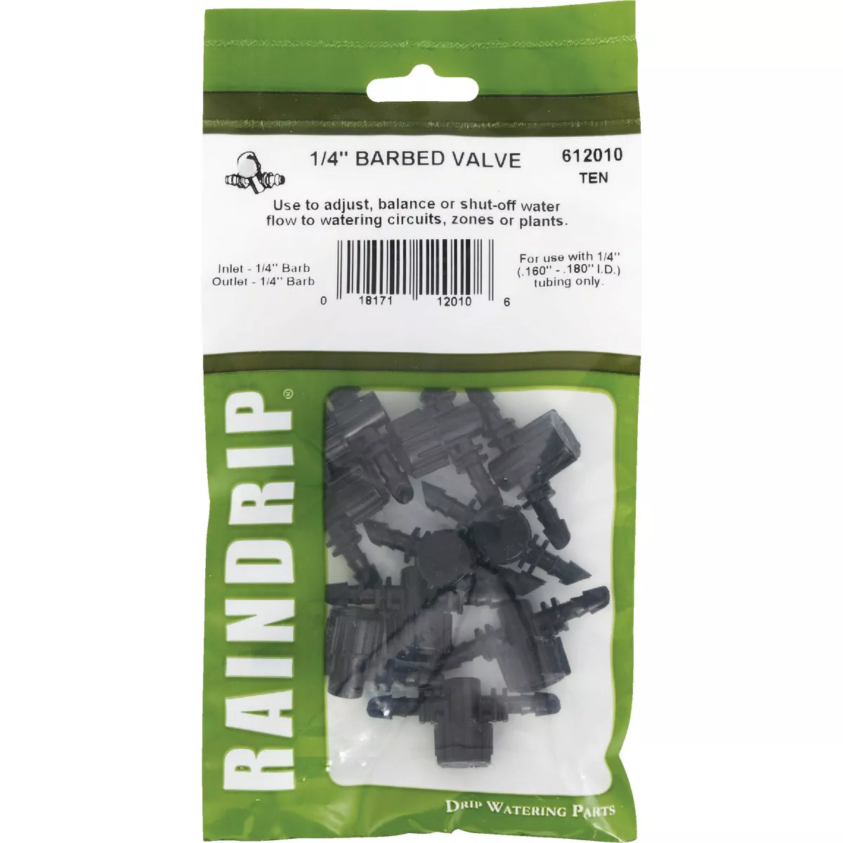 Raindrip 1/4 In. Double-Barbed In-Line Valve (10-Pack) - photo 2