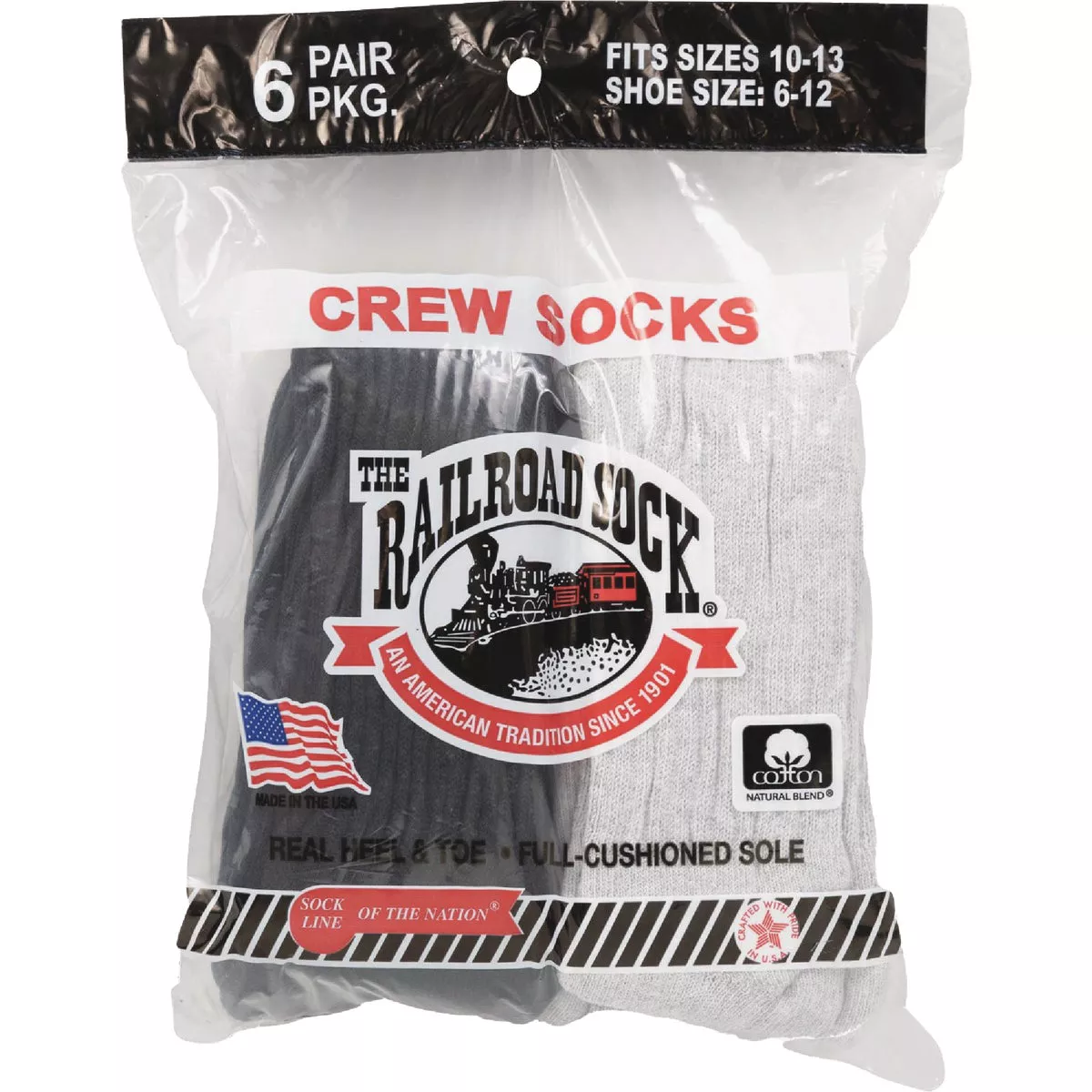 Railroad Sock Black/Gray Crew Sock (6-Pack) - photo 2