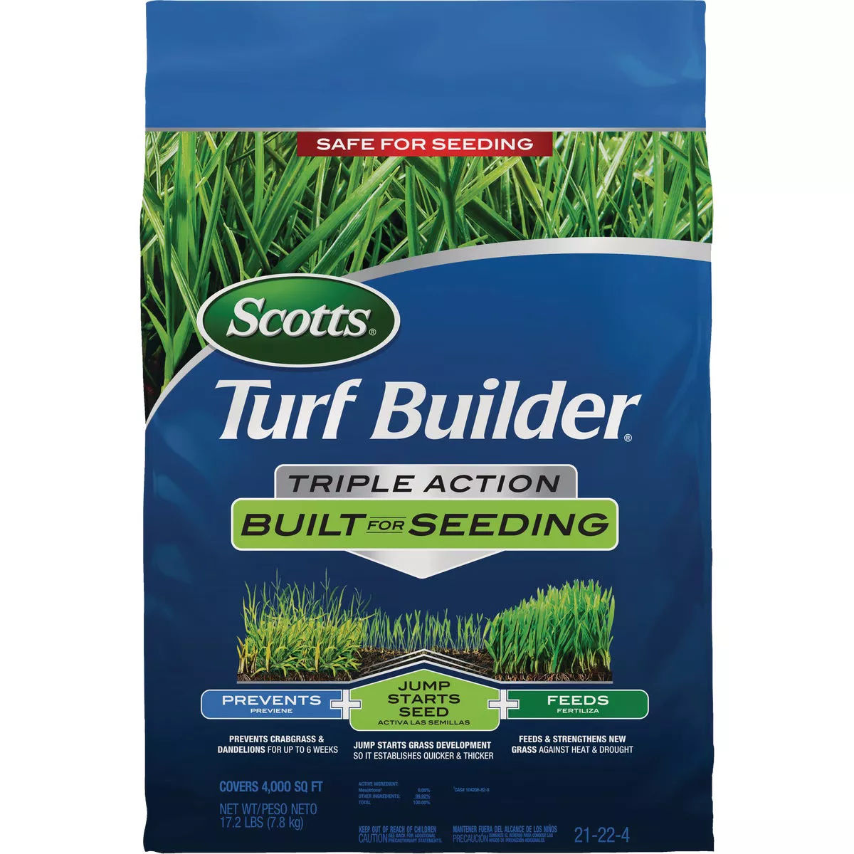Scotts Turf Builder 17.2 Lb. 4000 Sq. Ft. Triple Action Built For Seeding