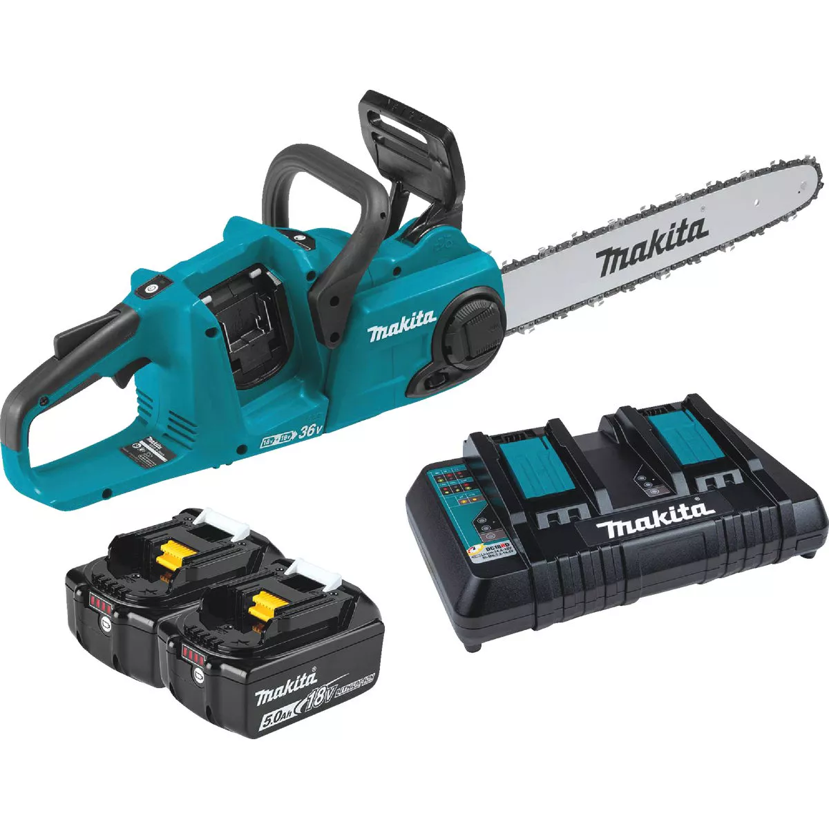 Makita 18V LXT X2 (36V) Lithium-Ion Brushless Cordless 16 In. (5.0Ah) Chain Saw Kit
