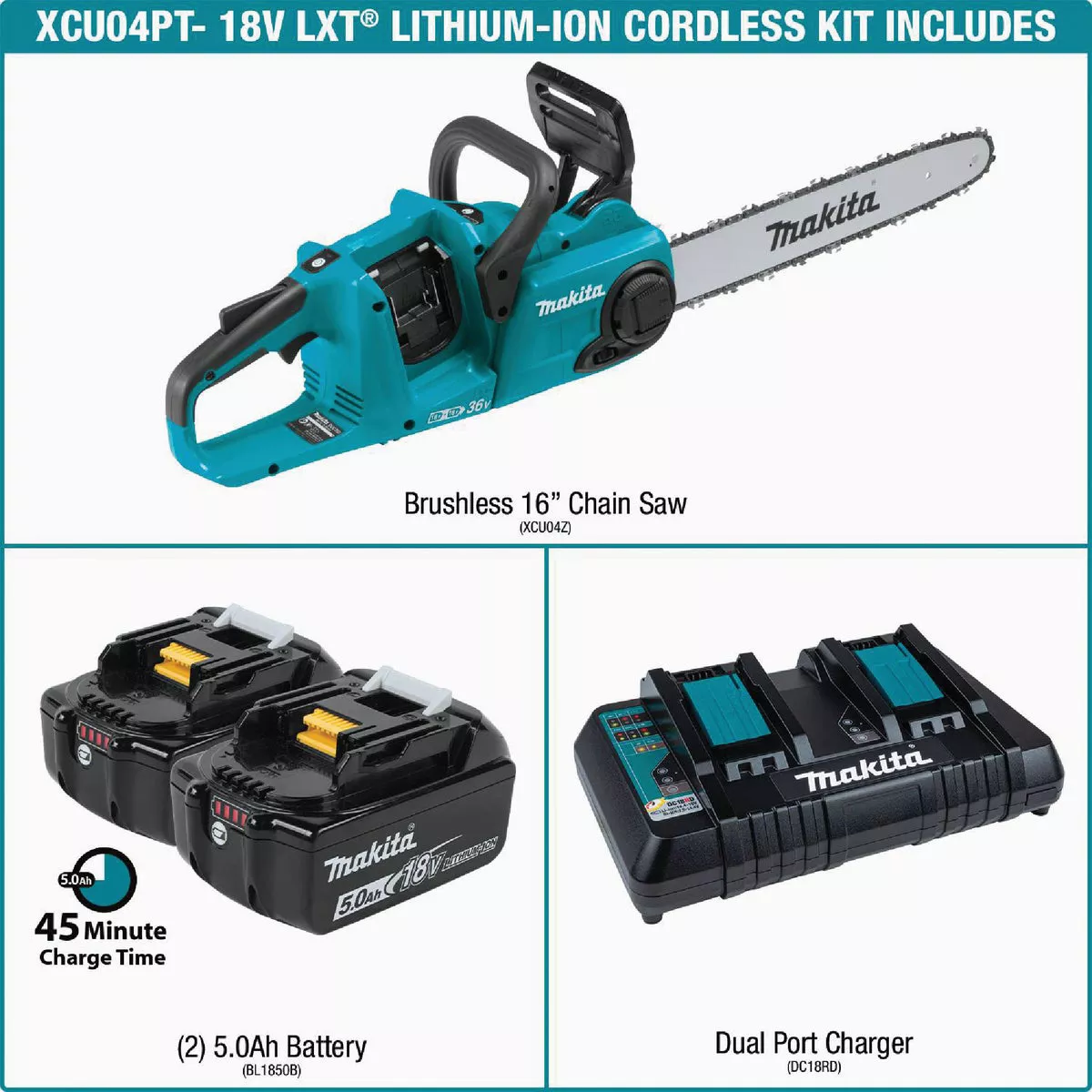 Makita 18V LXT X2 (36V) Lithium-Ion Brushless Cordless 16 In. (5.0Ah) Chain Saw Kit - photo 17