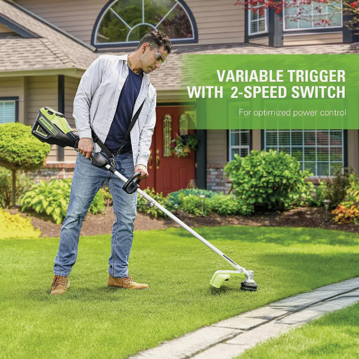 Greenworks 80V 16 In. Attachment Capable String Trimmer with 2.5 Ah Battery & Charger - photo 7