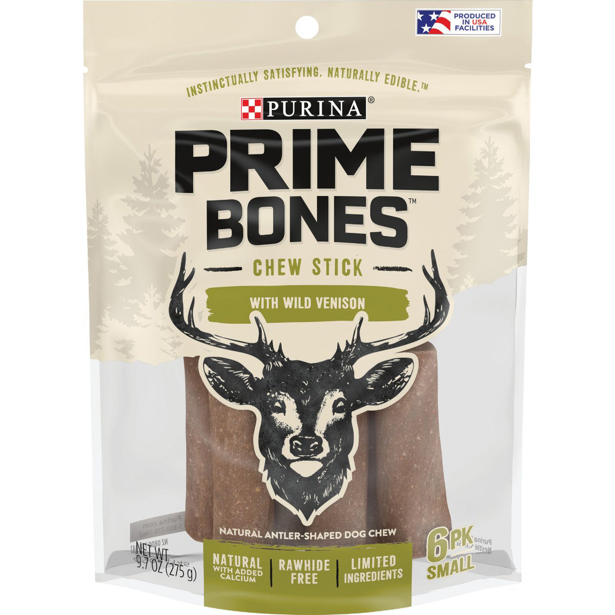 Purina Prime Bones Small Venison Flavor Chew Stick Dog Treat 6