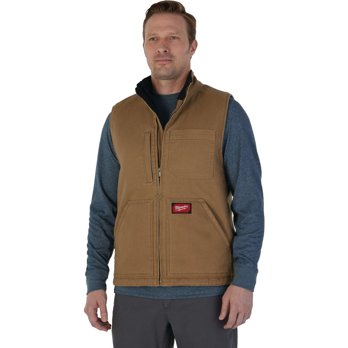 Milwaukee Unisex XL Brown Sherpa Lined Canvas HeavyDuty Vest Do it Best