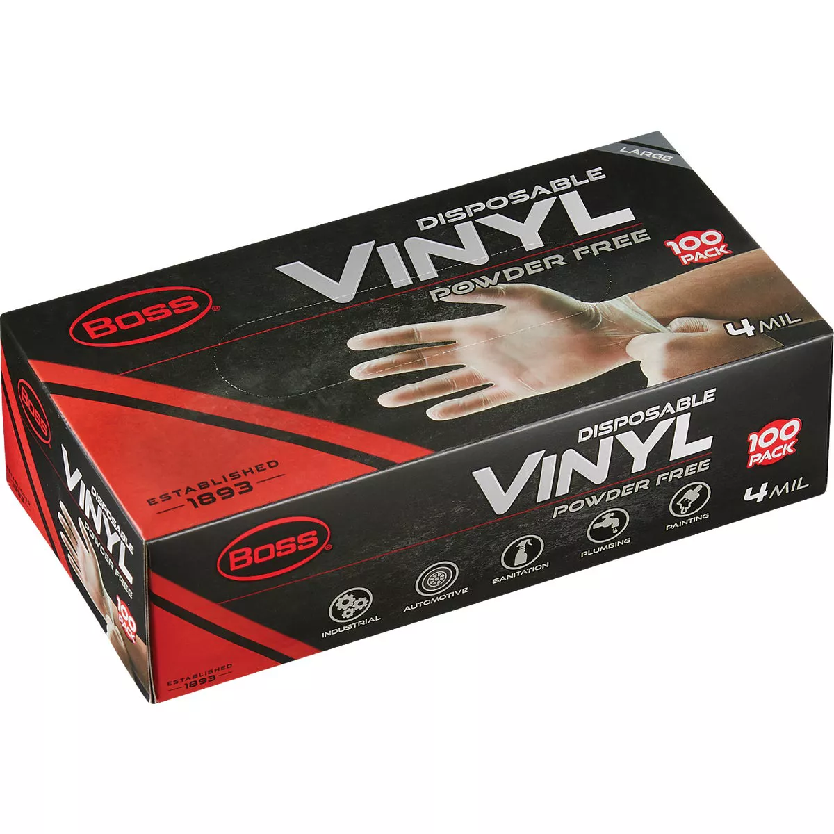 Boss Large Vinyl Disposable Gloves (100-Pack) - photo 2