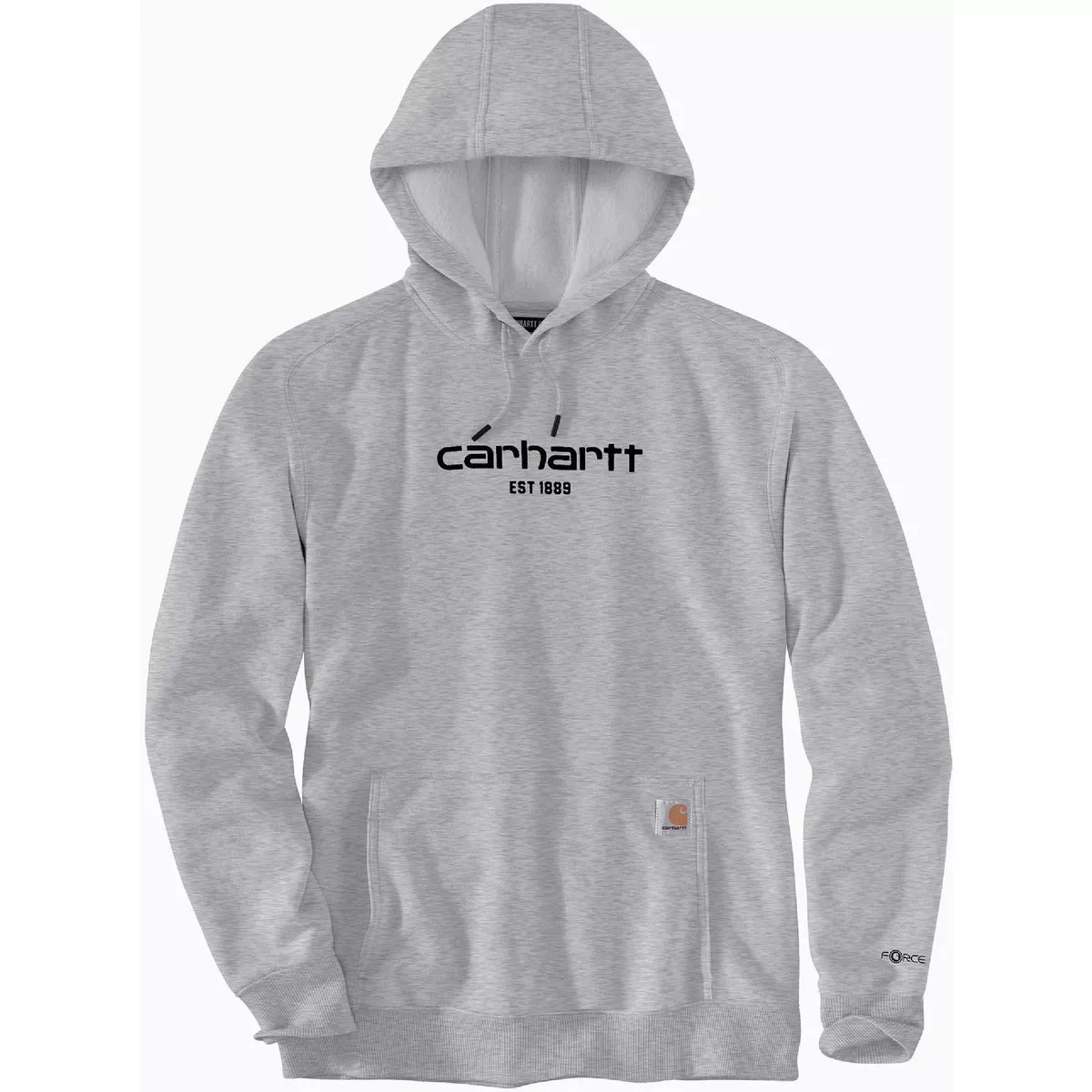 Carhartt Force Men's XL Regular Asphalt Heather Lightweight Logo Graphic Pullover Hooded Sweatshirt, Relaxed Fit