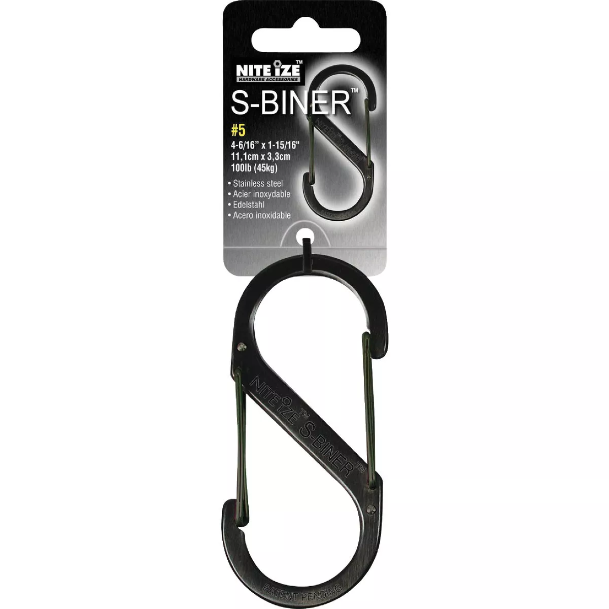 Nite Ize S-Biner Size 2 10 Lb. Capacity Black S-Clip Key Ring
