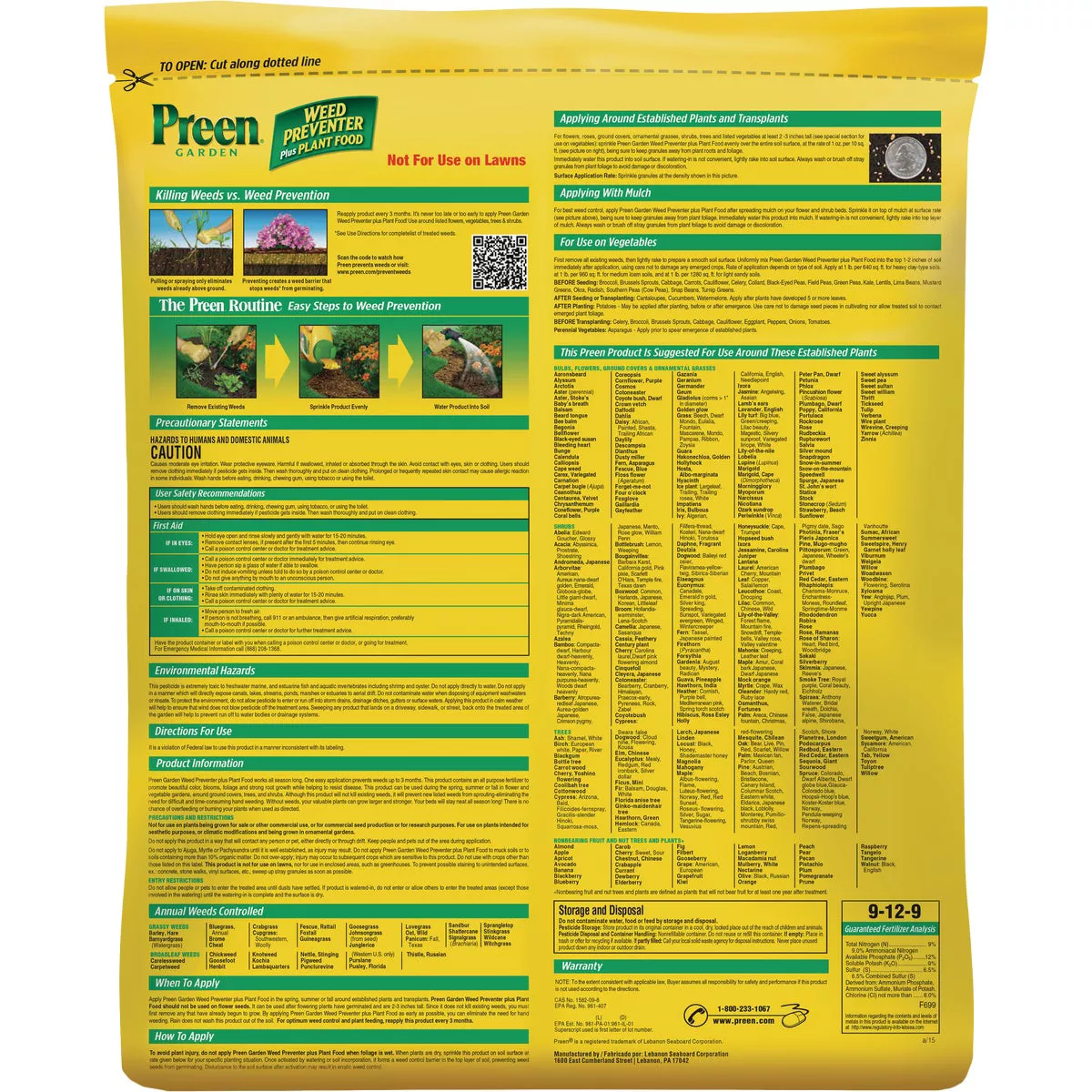 Preen 13 Lb. Ready To Use Granules Grass & Weed Preventer Plus Plant Food - photo 2