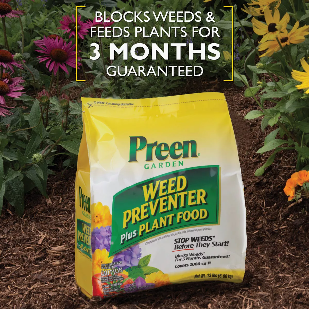Preen 13 Lb. Ready To Use Granules Grass & Weed Preventer Plus Plant Food - photo 3