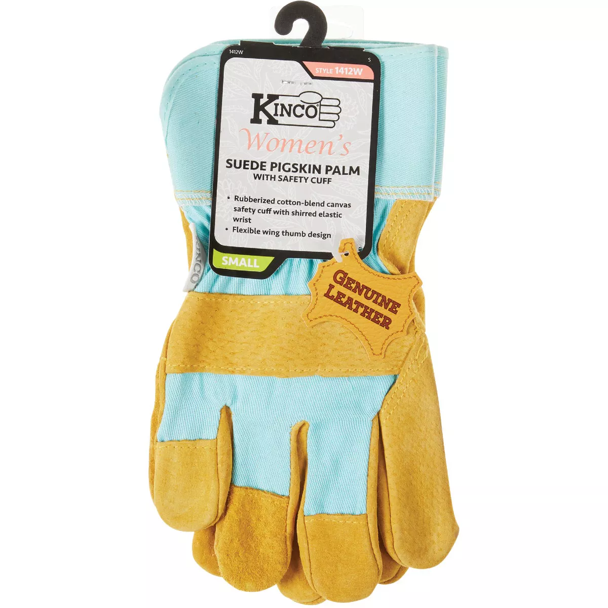 Kinco Women's Small Aqua Cotton-Blend Canvas Fabric Back Golden Suede Palm Glove - photo 2