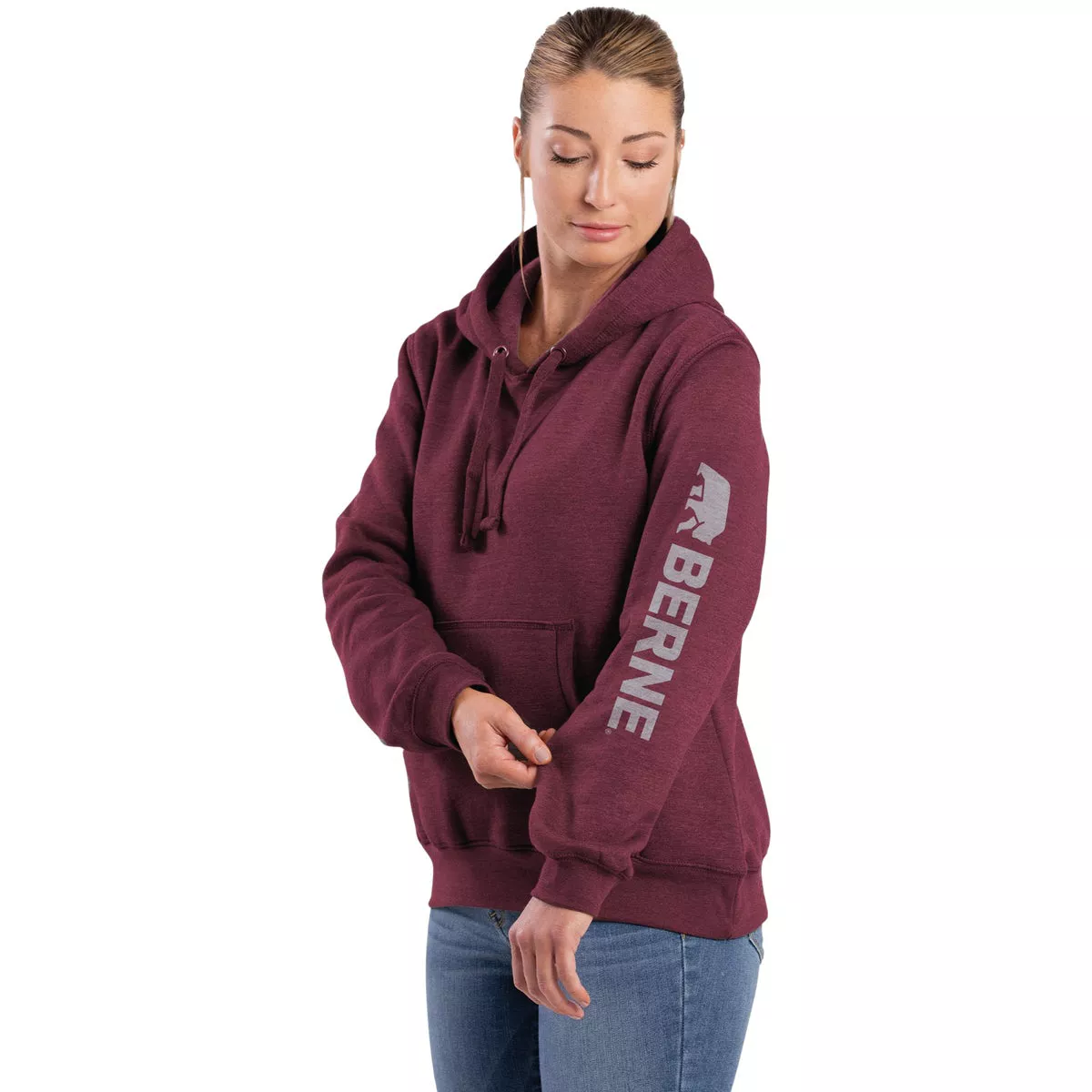 Berne 2XL Cabernet Women's Signature Sleeve Pullover Hooded Sweatshirt