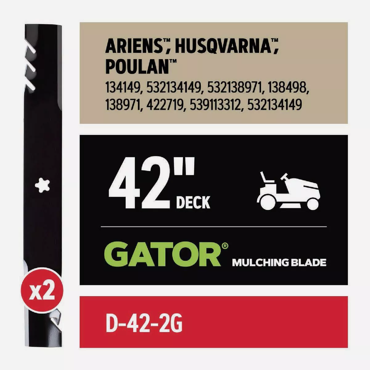 Oregon Gator 42 In. Deck Riding Lawnmower Blade - Fits Husqvarna and Craftsman (2-Count) - photo 6
