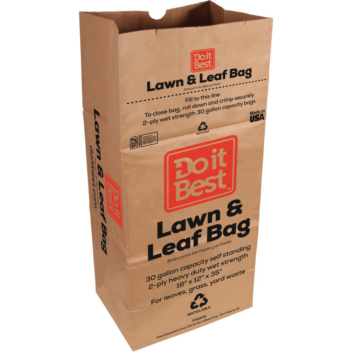 Do it Best 30 Gal. Natural Kraft Paper Yard Waste Lawn & Leaf Bag (15 ...