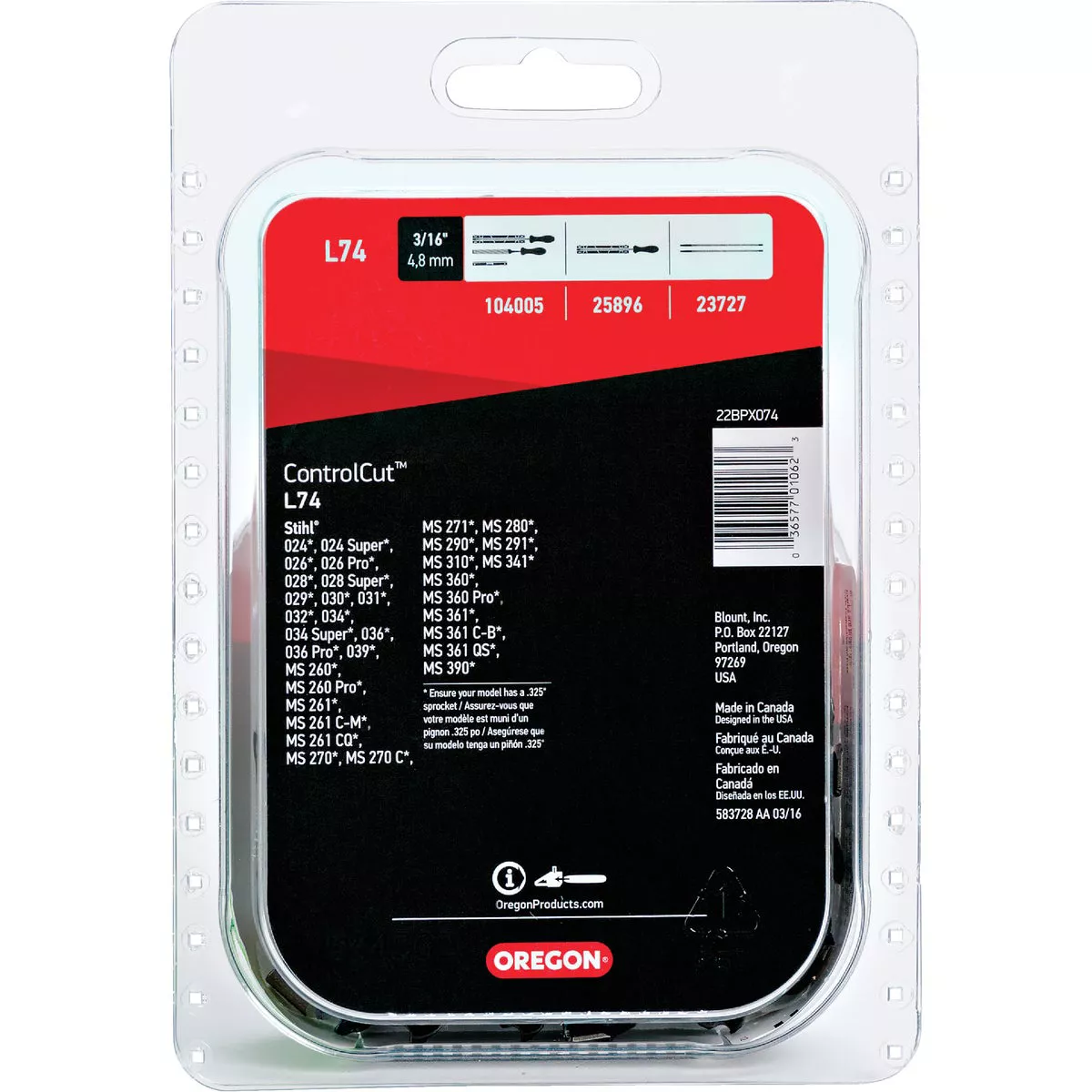Oregon L74 ControlCut Saw Chain for 18 in. Bar - 74 Drive Links - fits Several Stihl models - photo 7