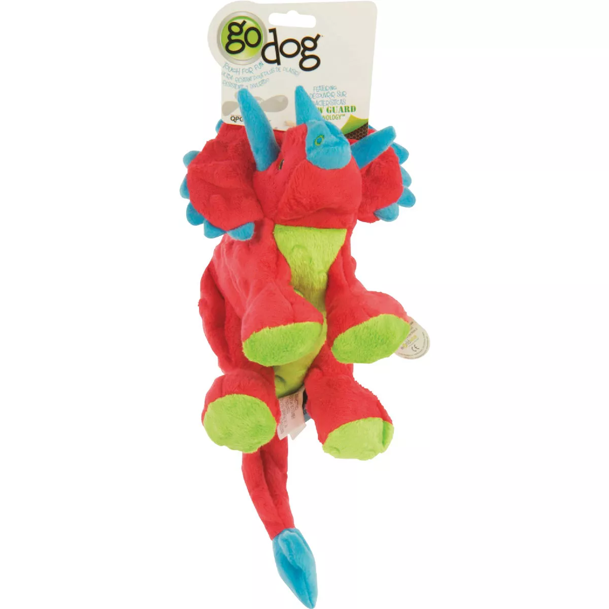 goDog Dinos Frills Large Red Squeaky Plush Dog Toy