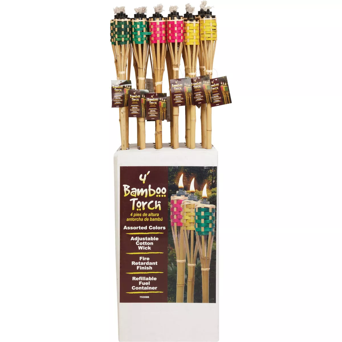 Outdoor Expressions 4 Ft. Assorted Color Bamboo Party Patio Torch - photo 4