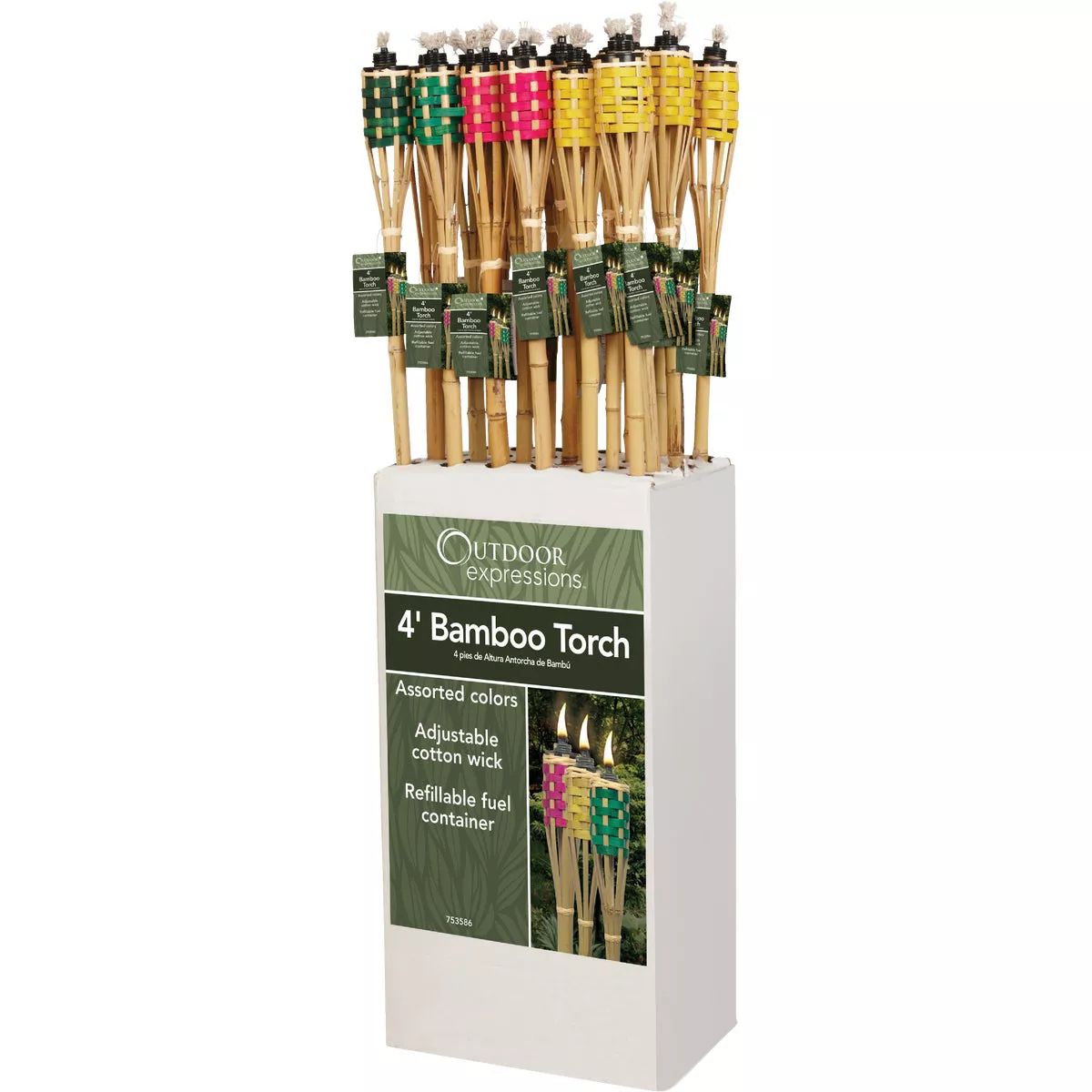 Outdoor Expressions 4 Ft. Assorted Color Bamboo Party Patio Torch - photo 9