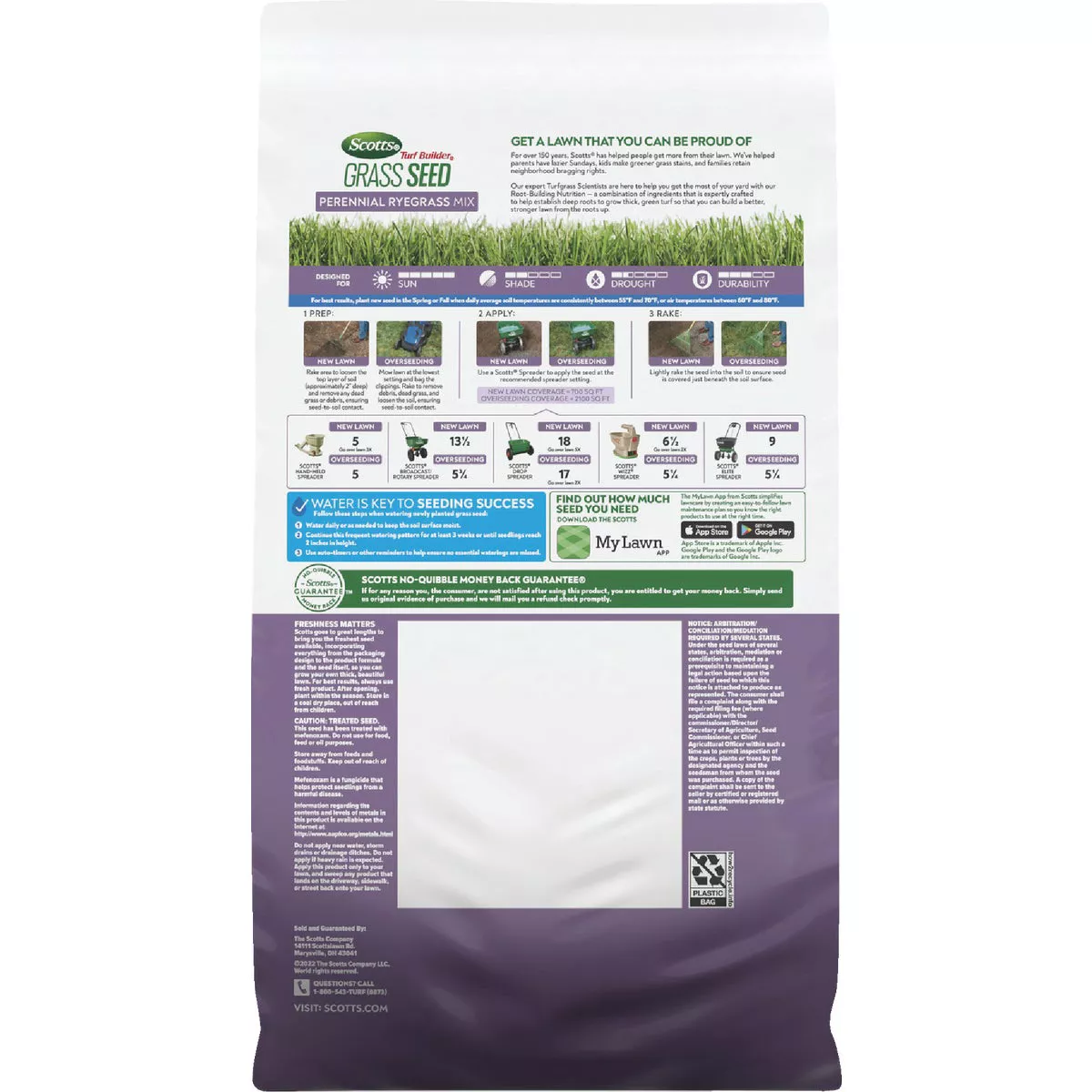 Scotts Turf Builder 5.6 Lb. 700 Sq. Ft. Perennial Ryegrass Mix Grass Seed, Fertilizer, and Soil Improver Combination - photo 8