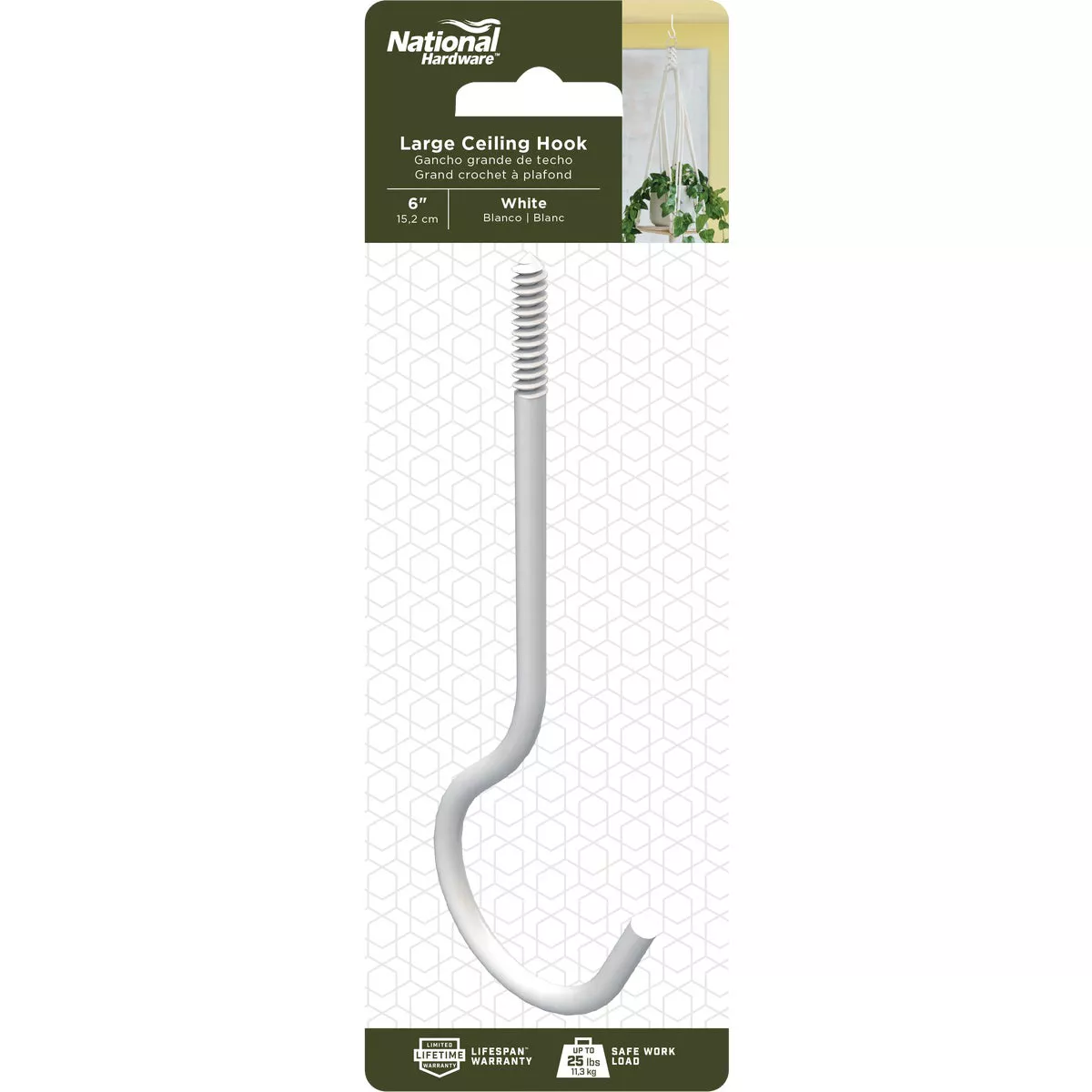 National Hardware 6 In. White Ceiling Hook - photo 2