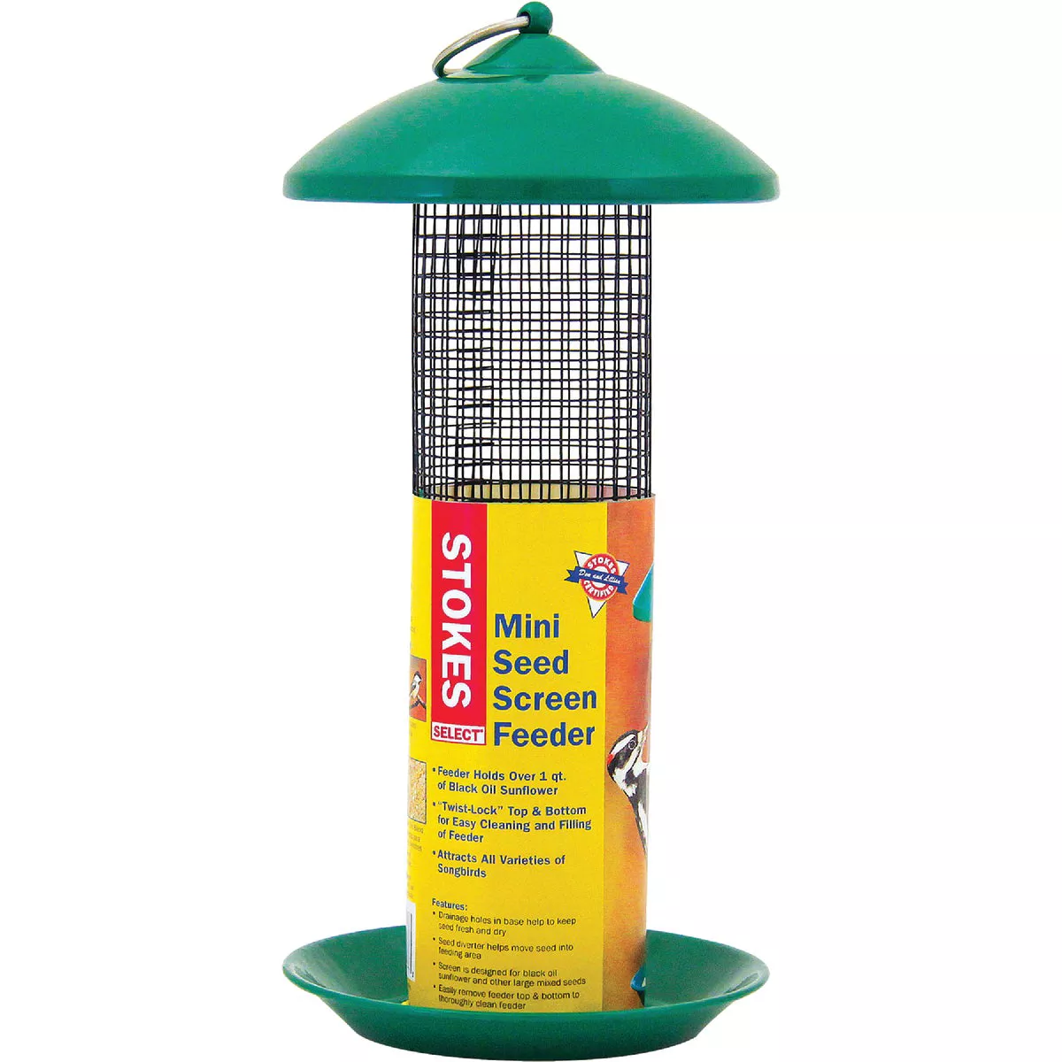 Stokes Select Green Plastic 1.6 Lb. Capacity Mini Screen Tube Bird Feeder